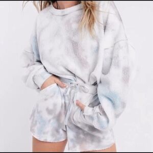 Free People Intimately Kelly Washed Tie Dye Set In Ocean Size Small Women